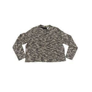 Women H&M Long Sleeve Black & White Crop Top Size XL Zipper Back Knit Sweater